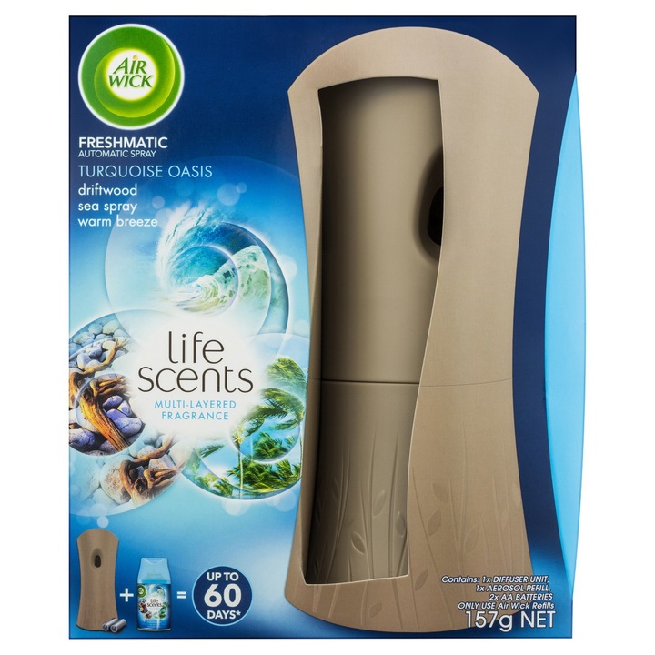 Odorizant de camera Air Wick + rezerva Turquoise Oasis,250ml