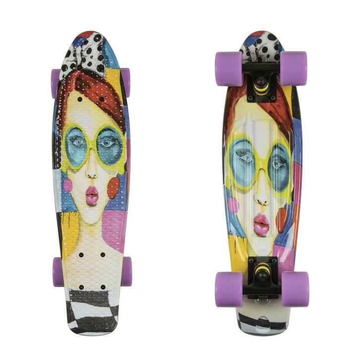 Skateboard Fishskateboard PennyBoard desen femeie multicolor 60cm