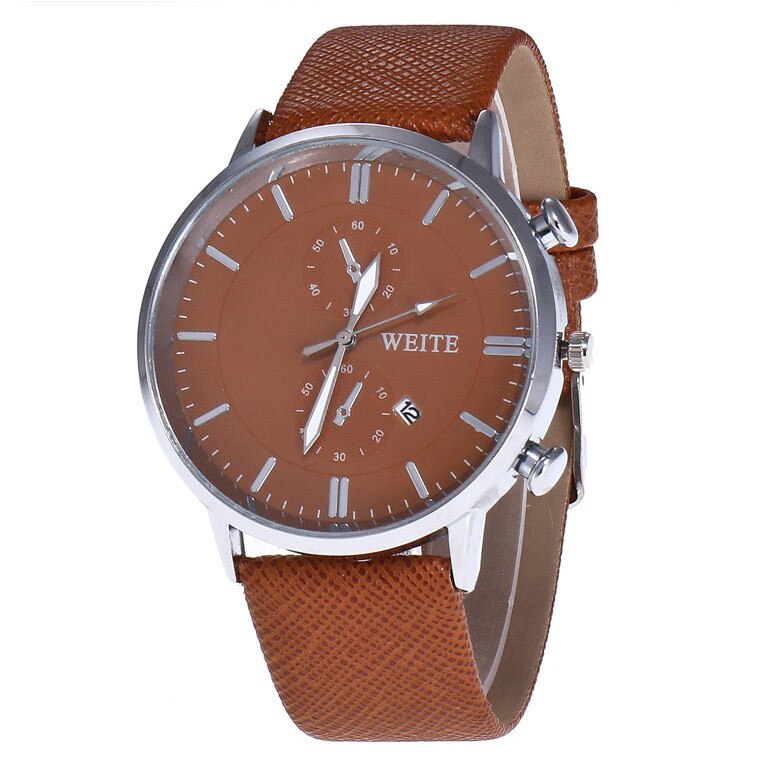 Ceas barbatesc WEITE, curea piele, model elegant, model maro