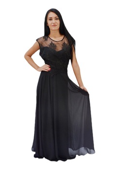 Rochie de gala cu paiete, broderie si voal, D&J Exclusive, Negru Rochie de gala cu paiete, broderie si voal, D&J Exclusive, Negru