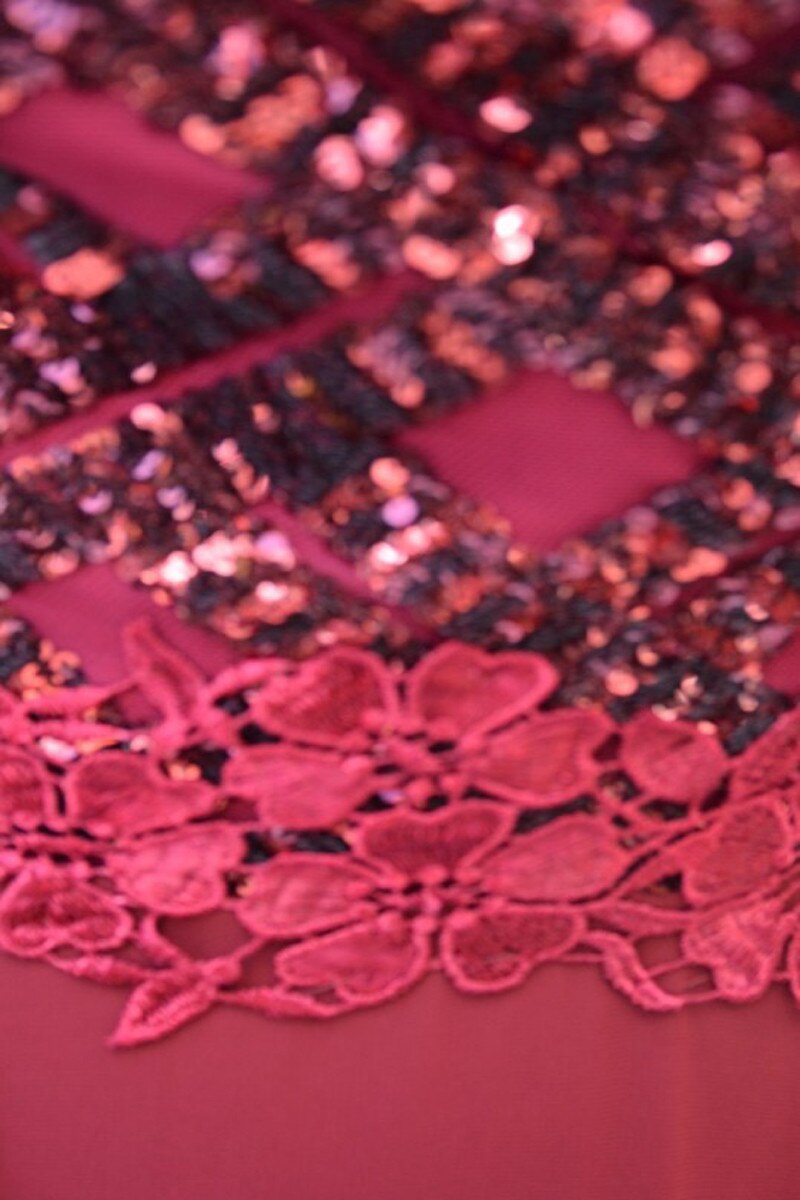 Rochie vaporoasa de ocazie, realizata din voal si tul, D&J Exclusive, Marsala