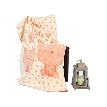 Paturica bebelusi bumbac si bambus, 100x120 cm, LOVE CATS, Ozdilek. Paturica bebelusi bumbac si bambus, 100x120 cm, LOVE CATS, Ozdilek.