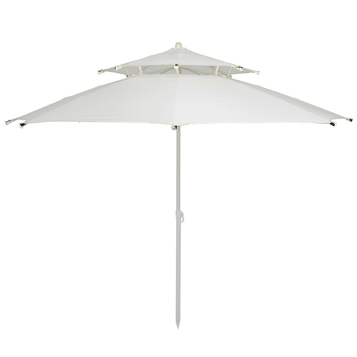 Плажен чадър Kring, 2.2x1 м, Метал/Полиестер, Бял