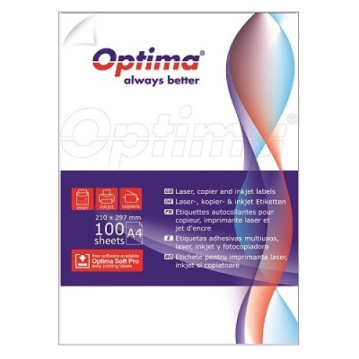Öntapadós fehér címkék 44/a4, 52,5 X 25,4 Mm, 100 Coli/top, Optima