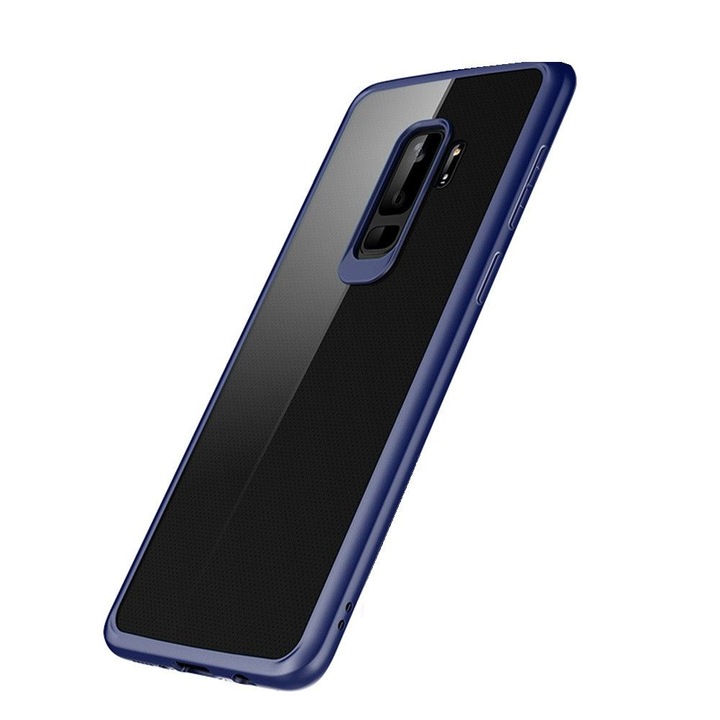 Samsung Galaxy A8 2018 Flippy прозрачен калъф със сини ръбове