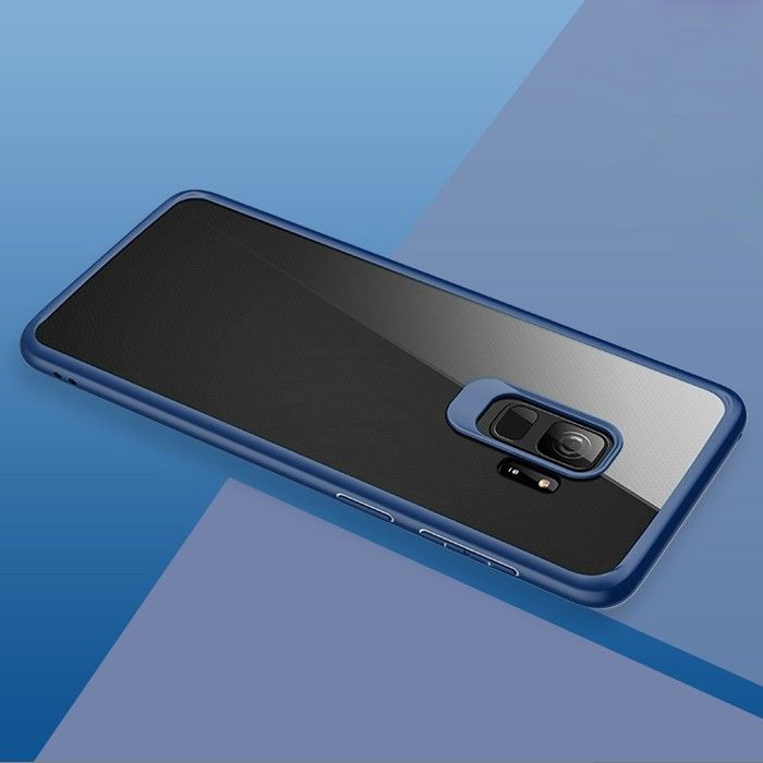 Husa Samsung Galaxy S9 Plus Flippy Tpu Transparent cu margini colorate albastru