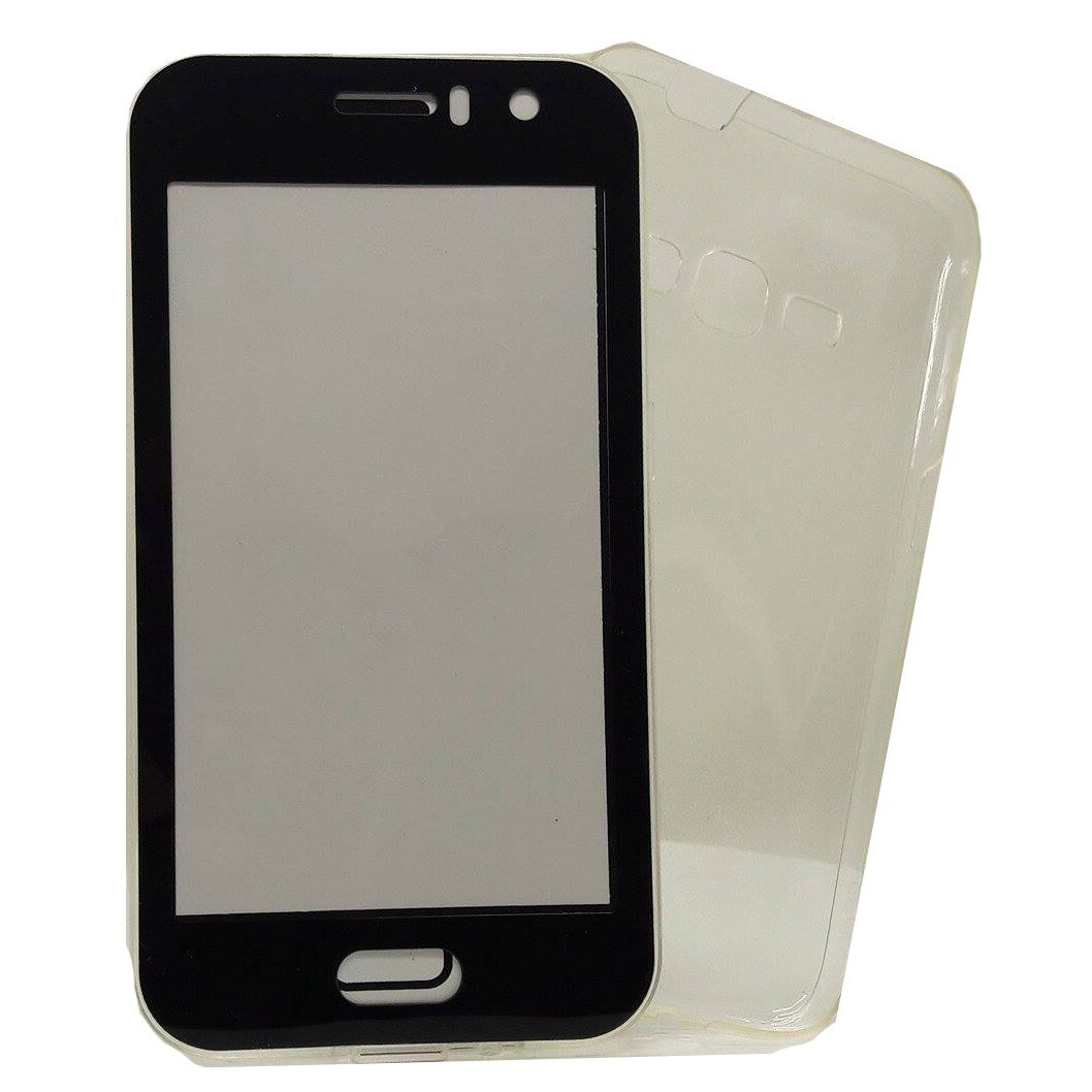 Husa Samsung J1 2016 Flippy Full Tpu 360 V2 Transparent cu margini negre