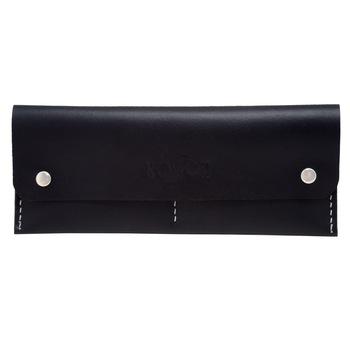 Portofel plic minimal Koson negru handmade din piele naturala Portofel plic minimal Koson negru handmade din piele naturala