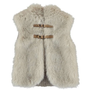 Vesta imblanita Mayoral din tricot pentru fetita, Bej, 116 CM Vesta imblanita Mayoral din tricot pentru fetita, Bej, 116 CM