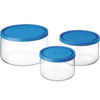 Set Simax recipiente 6 piese: 3 recipiente (0.4L, 0.8L, 1.5L) sticla termorezistenta + 3 capace plastic Set Simax recipiente 6 piese: 3 recipiente (0.4L, 0.8L, 1.5L) sticla termorezistenta + 3 capace plastic