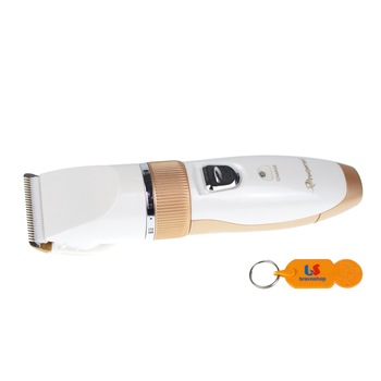 Set Masina profesionala de tuns GOLD, Lama cu invelis de titan si cutit ceramic, culisant + Breloc BravoShop CADOU Set Masina profesionala de tuns GOLD, Lama cu invelis de titan si cutit ceramic, culisant + Breloc BravoShop CADOU