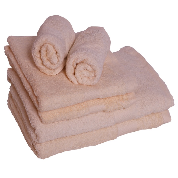 Set 6 prosoape de baie 100% bumbac, 400gr, Bej, dae1255