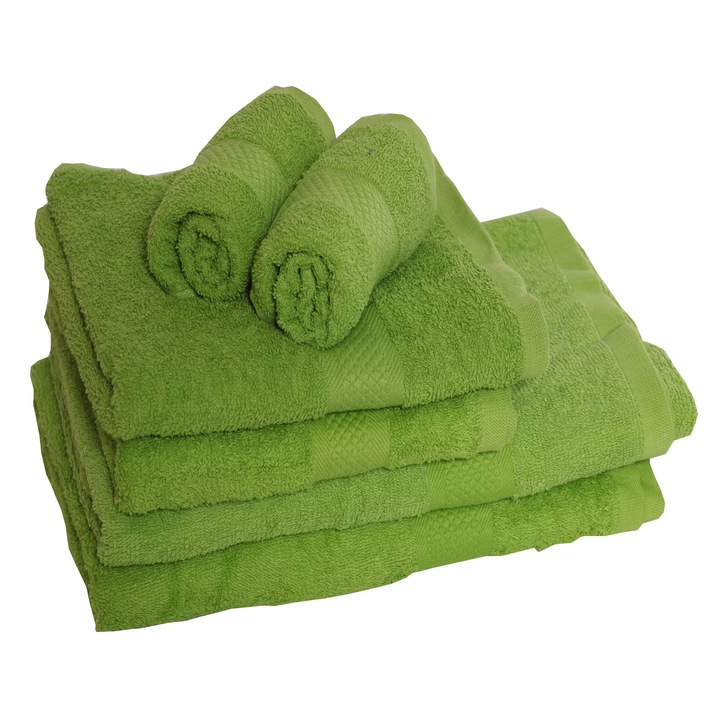 Set 6 prosoape de baie 100% bumbac, 400gr, Verde, dae1257