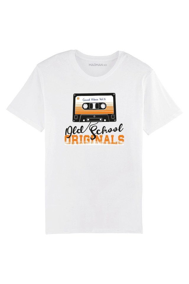 Tricou MADMAN, Old School Vibes, alb, Alb