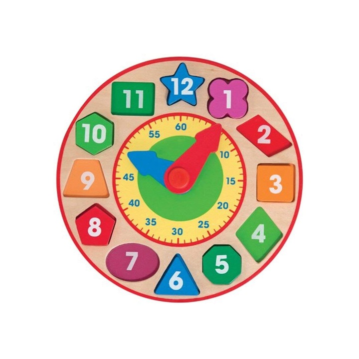 Puzzle ceas, sorteaza formele, lemn, Melissa & Doug