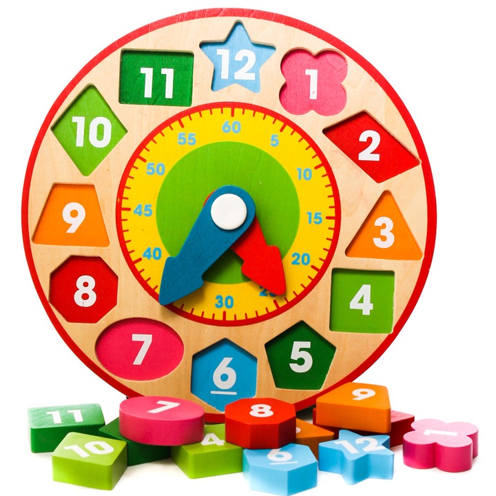 Puzzle ceas, sorteaza formele, lemn, Melissa & Doug