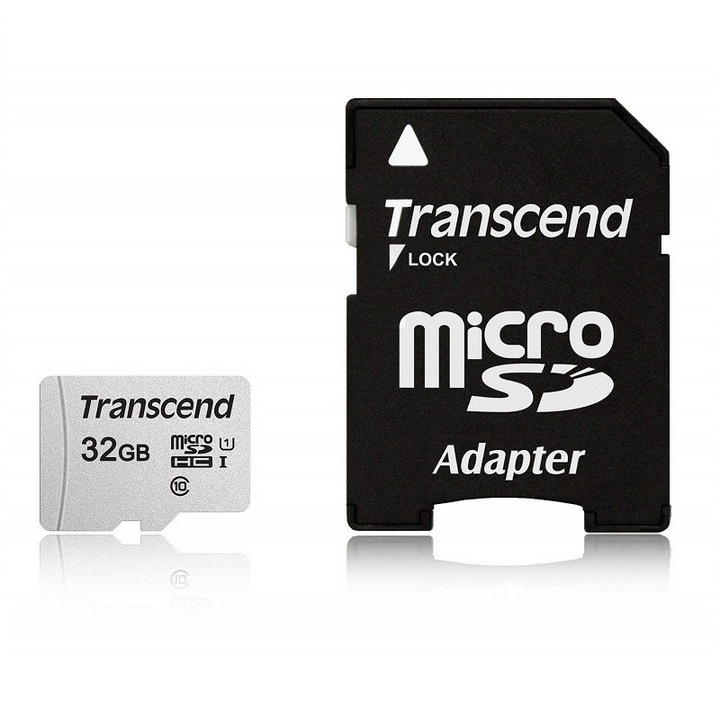 Карта памет Transcend 300S 32GB microSDHC UHS-I U1, Class10, 95MB/s, + SD Адаптер
