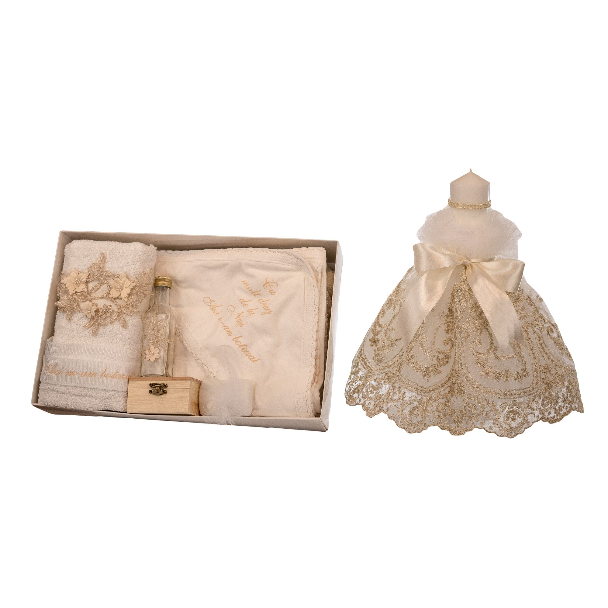 Set botez Auriu, doua piese, culoare aurie