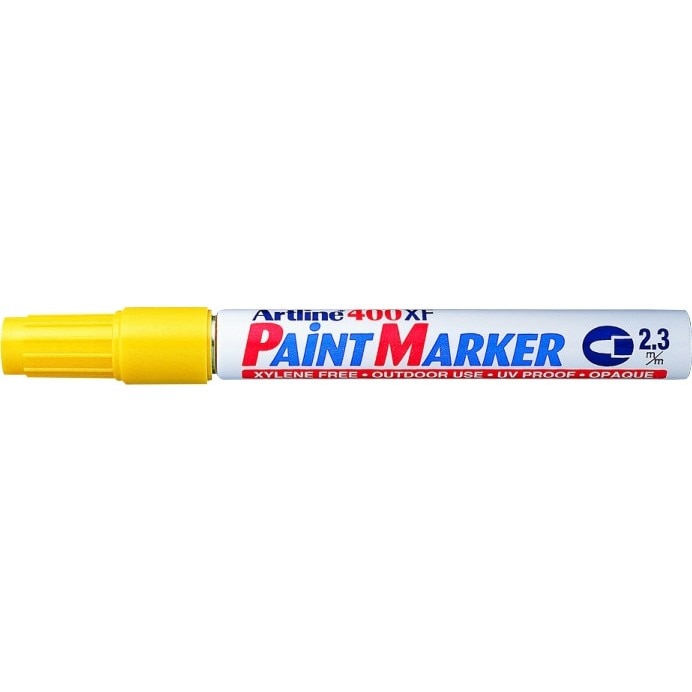 Marker cu vopsea varf rotund 2.3mm, corp metalic, ARTLINE 400XF - galben
