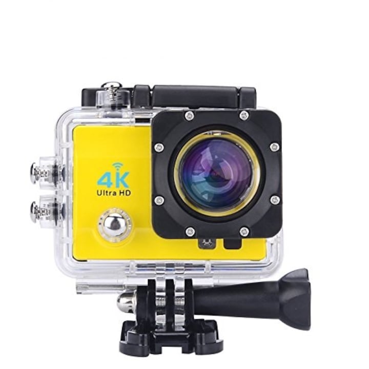 Akciósport videokamera Q3H 4K ULTRA HD YELLOW, WIFI, minden rögzítési tartozékkal, Víz alatti 30m