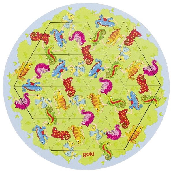 Puzzle circular 24 piese Cameleon, Goki, JigSaw, multicolor
