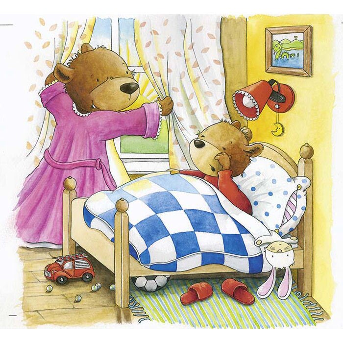 Puzzle multistrat 55 piese O zi din viata unui ursulet, Goki, lemn, multicolor