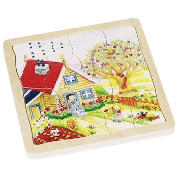 Puzzle multistrat 44 piese „Anotimpurile”, Goki, lemn, multicolor Puzzle multistrat 44 piese „Anotimpurile”, Goki, lemn, multicolor