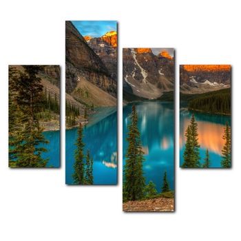 Tablou Mountain Lake, 4 Piese, 90 x 120cm Tablou Mountain Lake, 4 Piese, 90 x 120cm