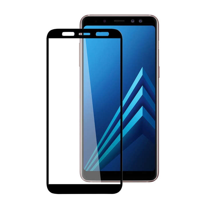 3D védőfólia kompatibilis SAMSUNG Galaxy J8 2018, fekete, TELJES KÉPERNYŐ, Edzett üveg, Anti-Shock, Viceversa