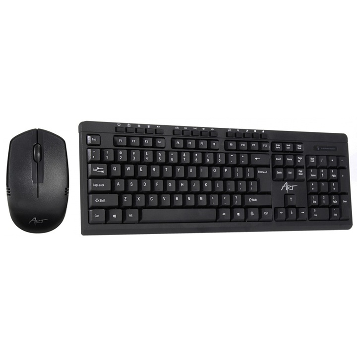 Комплект безжична клавиатура + мишка Art Ak-48a, USB + подложка, черен