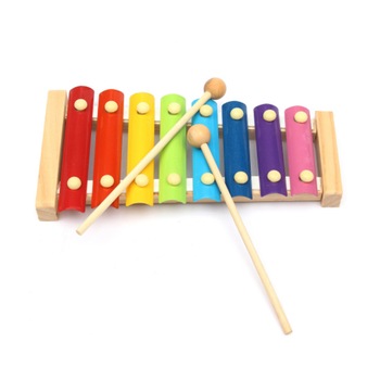 Jucarie muzicala Xilofon din lemn cu 8 note muzicale , ciocanel , multicolor Jucarie muzicala Xilofon din lemn cu 8 note muzicale , ciocanel , multicolor