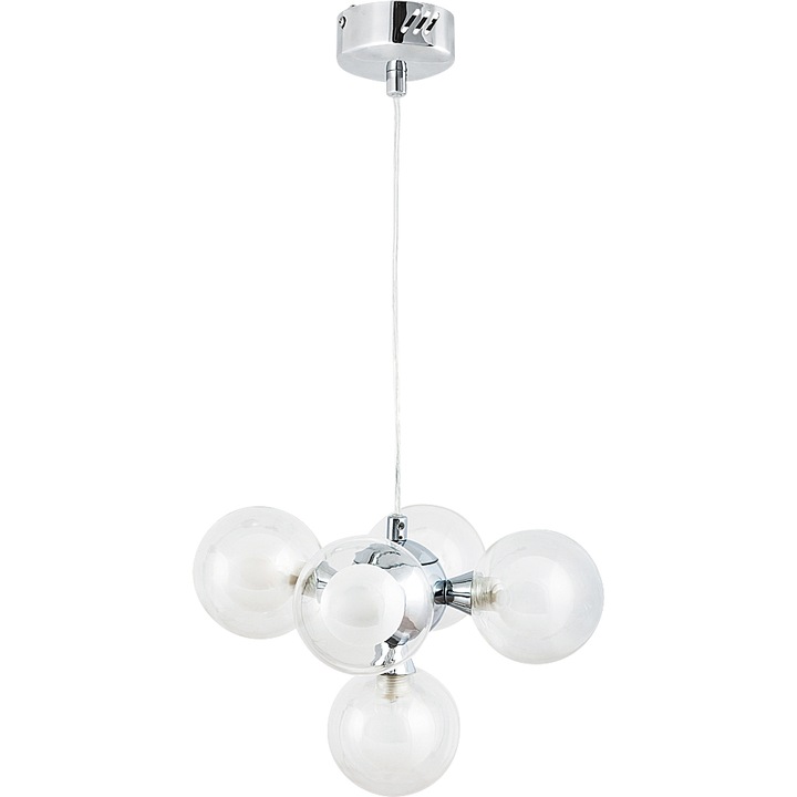 Pendul LED intagrat Rabalux Briella, 28W, 370 lm, lumina alba rece, Metal/Sticla