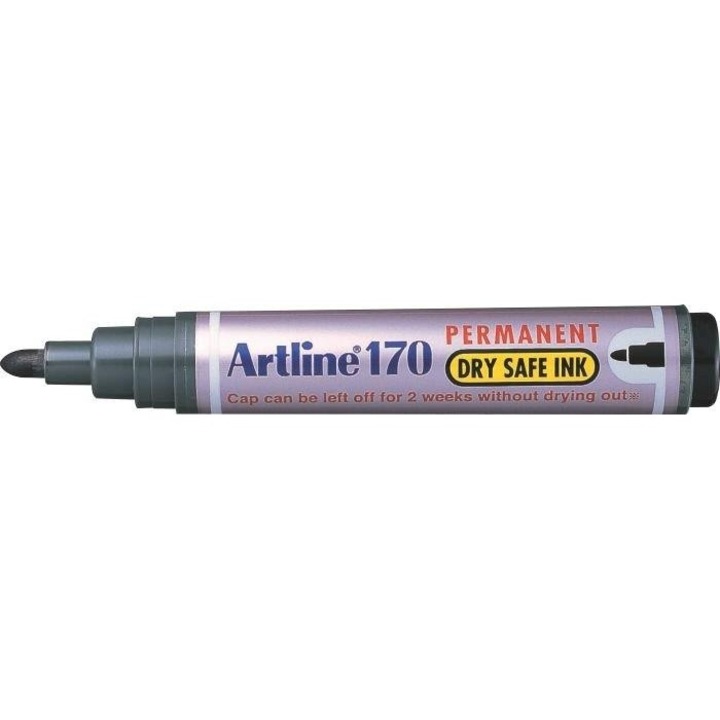 Перманентен маркер ARTLINE 170 - Dry safe ink, пластмасов корпус, кръгъл връх 2.0mm - черен