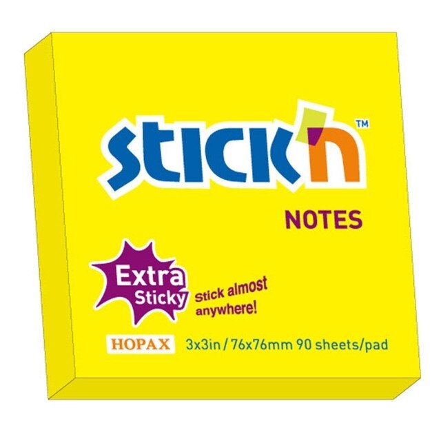 Notes autoadeziv extra-sticky 76 x 76mm, 90 file, Stick