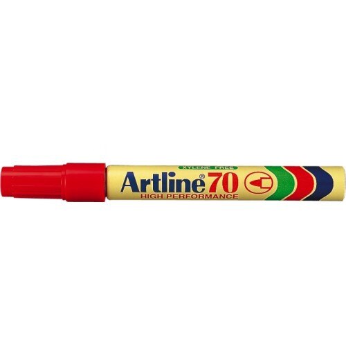 Permanent marker varf rotund, 1.5mm, corp metalic, ARTLINE 70 - rosu