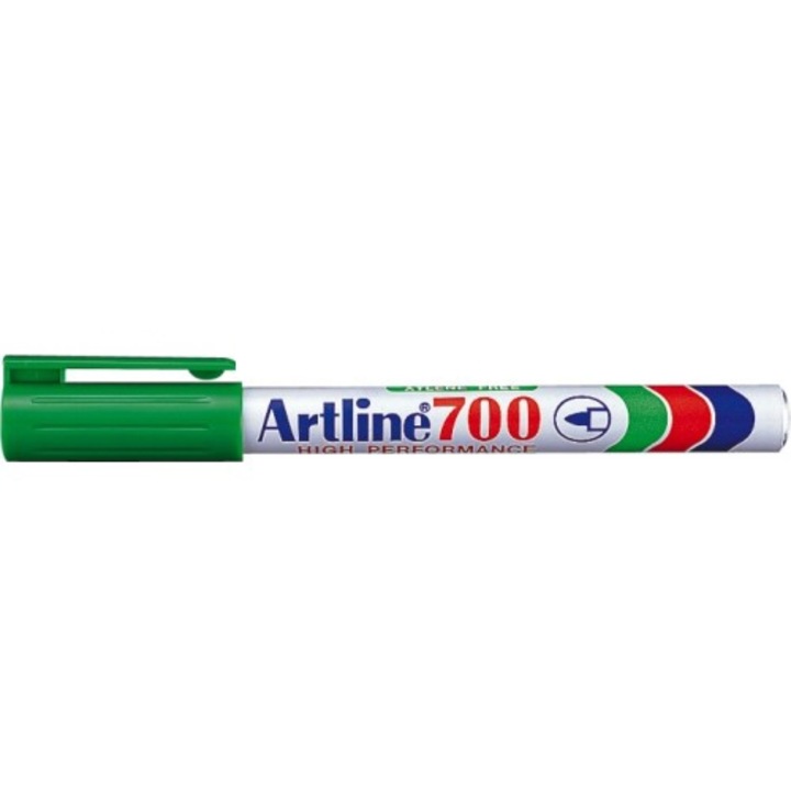 Перманентен маркер с кръгъл връх, 0.7 мм, метално тяло, ARTLINE 700 - зелен