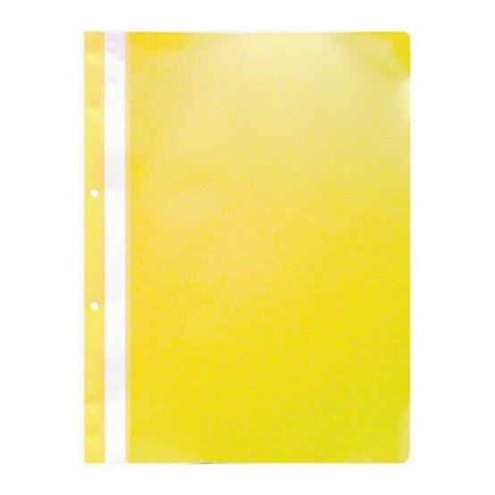 Dosar plastic cu sina, cu gauri, 10 buc/set, Optima - galben