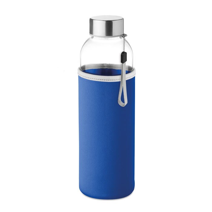 Bidon de baut din sticla cu husa de neopren 500ml Albastru