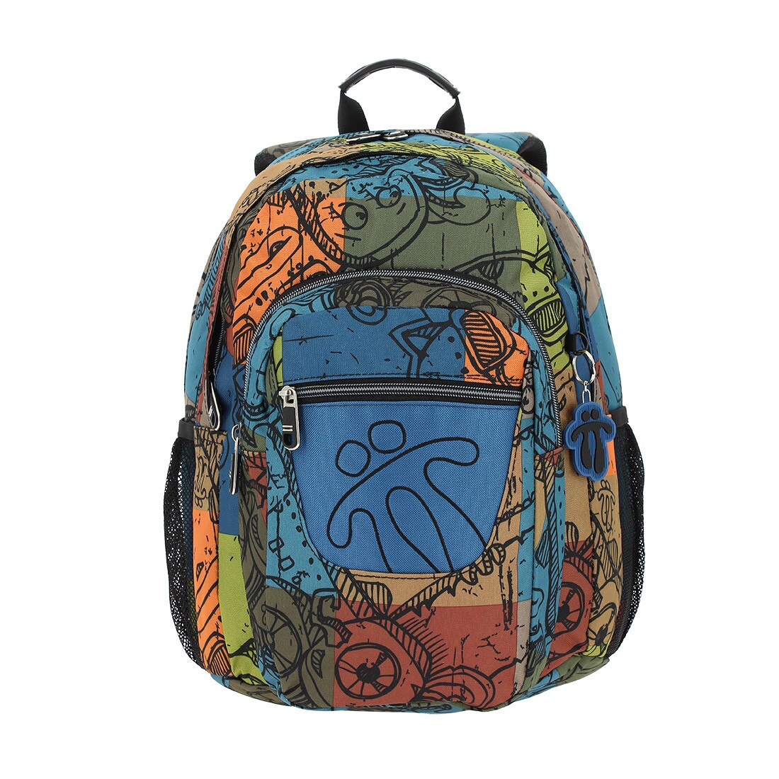 Ghiozdan Morral Pencil cu imprimeuri multicolore