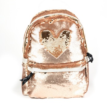 Rucsac Pina Calin cu paiete reversibile roz metalizat si aurii Rucsac Pina Calin cu paiete reversibile roz metalizat si aurii