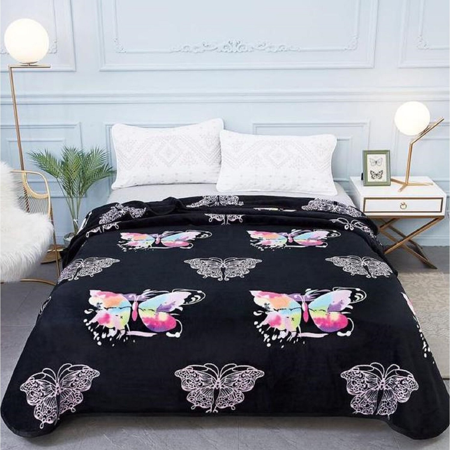 Patura Cocolino moale negru cu dungi 200X230cm cu model