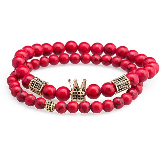 Set 2 Bratari Brooks Crown Red Natural Stones