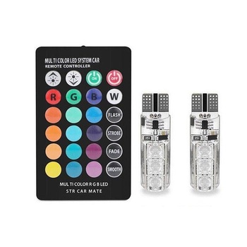 Set 2 Becuri T10 Auto 6 LED SMD Multicolor RGB cu Telecomanda Set 2 Becuri T10 Auto 6 LED SMD Multicolor RGB cu Telecomanda