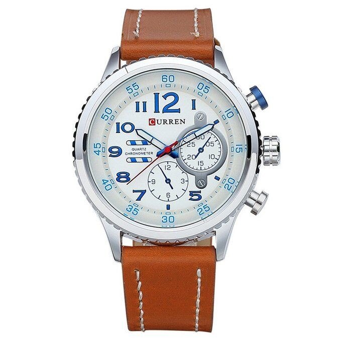 Ceas barbatesc Curren 8179 - JW858, Argintiu, Alb