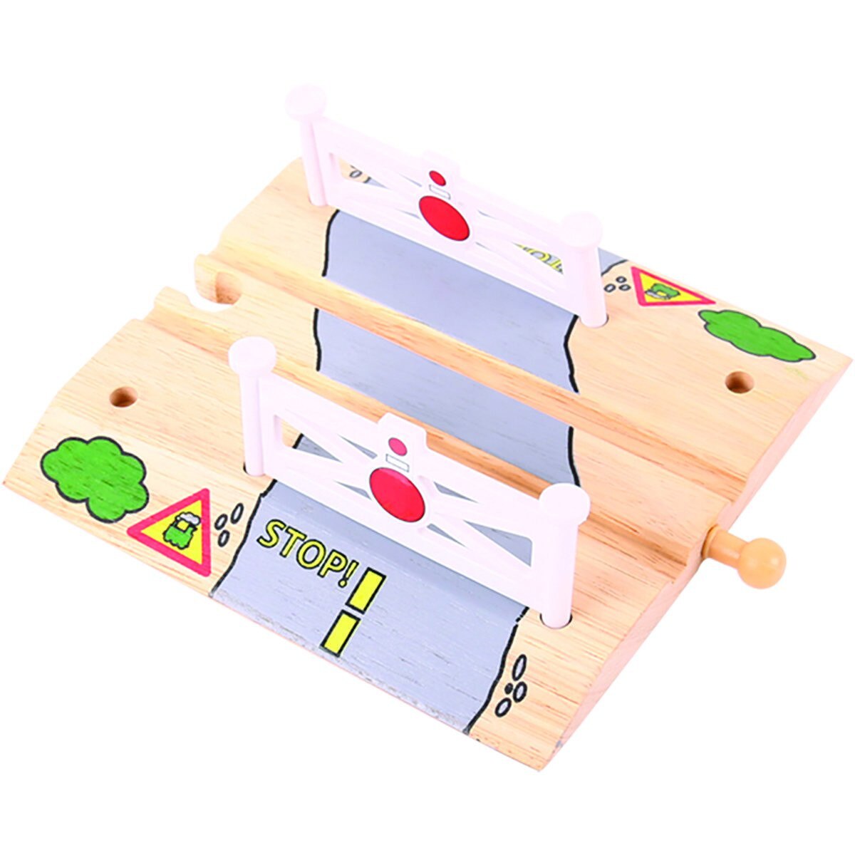Accesoriu din lemn BigJigs - Trecere la nivel cu calea ferata
