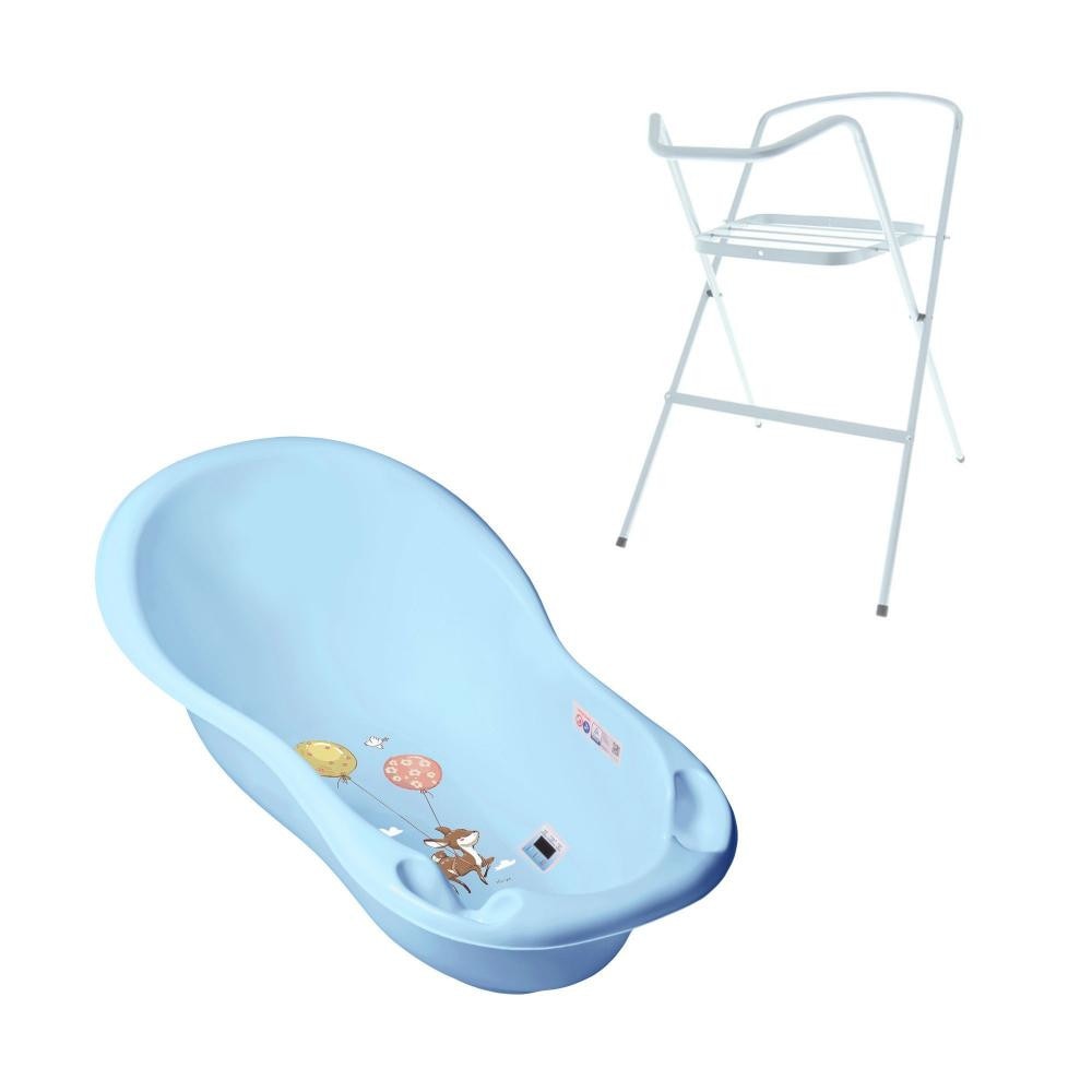 Set Cadita 86 cm cu suport metalic Forest Albastru