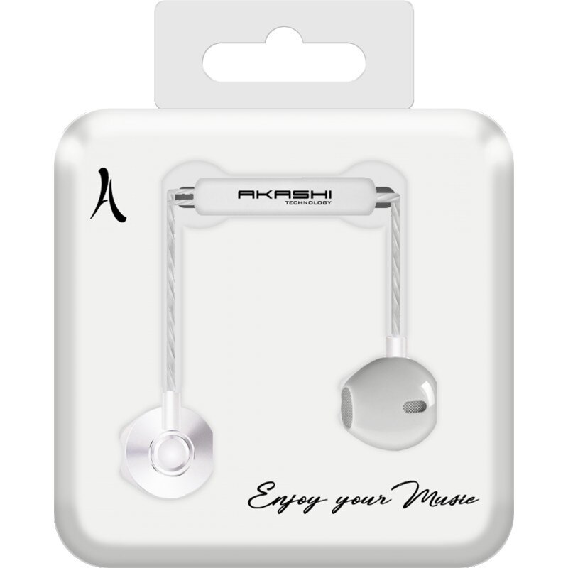 Casti Premium cu microfon AKASHI EarPods, Jack 3.5mm, White