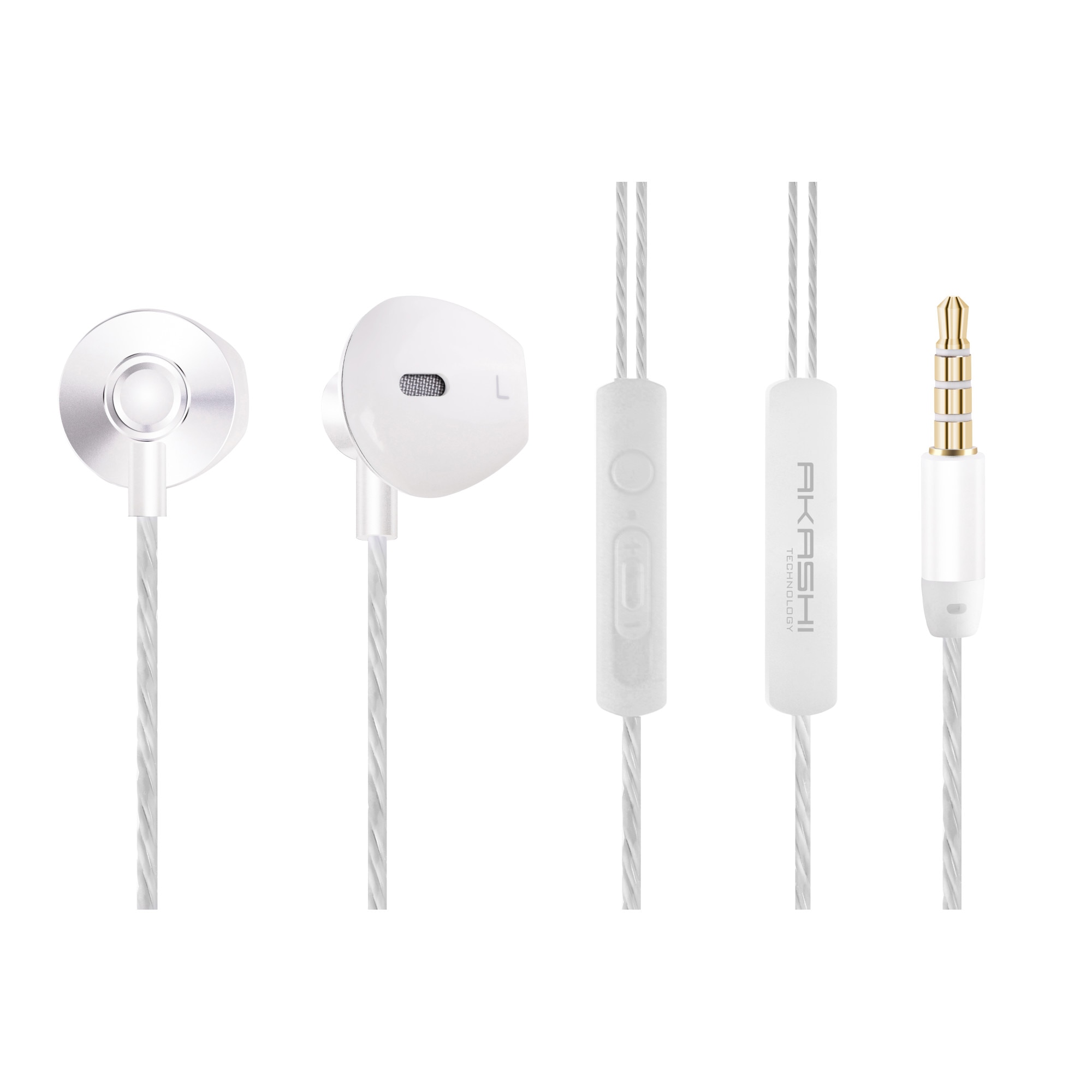 Casti Premium cu microfon AKASHI EarPods, Jack 3.5mm, White - eMAG.ro