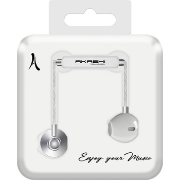 Casti Premium cu microfon AKASHI EarPods, Jack 3.5mm, Silver Casti Premium cu microfon AKASHI EarPods, Jack 3.5mm, Silver