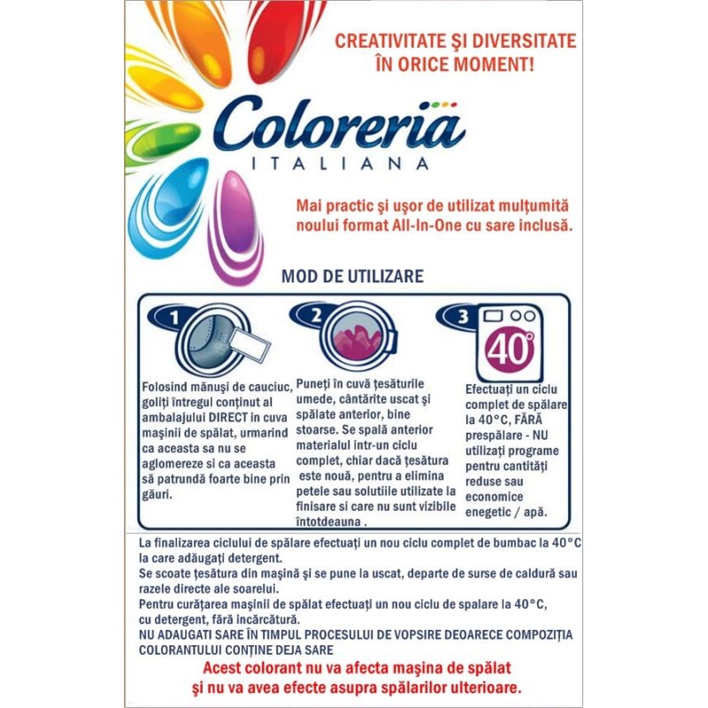 Coloreria Italiana Colore Bordeaux Intenso Pronto Uso in Lavatrice - 350 g